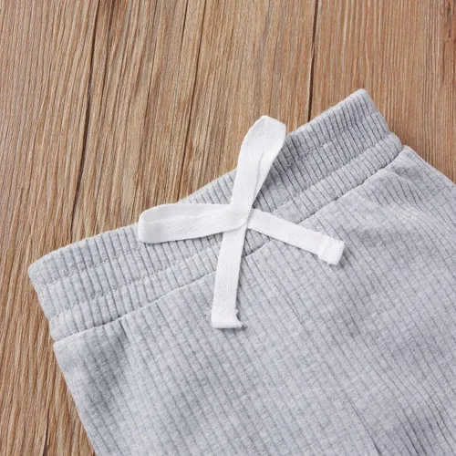 Vista 5 de CIYCUIT Ropa de bebé recién nacido, de punto acanalado, de manga larga, pantalones de 2 piezas para otoño e invierno