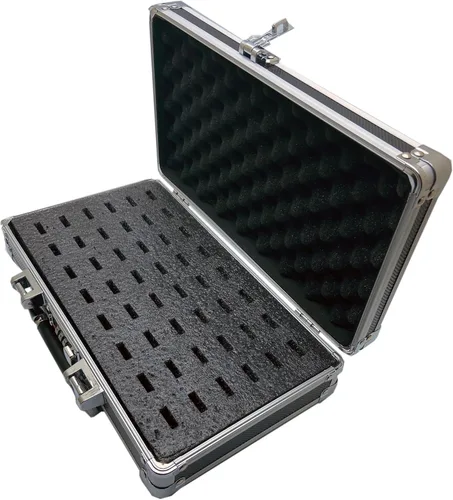 Vista 5 de Estuche organizador de unidades USB de aluminio (48 ranuras con asa) – Caja de almacenamiento antiestática y antiestática con cerradura