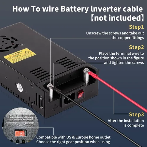 Vista 3 de Fuente de alimentación de 12 V, 360 W, 30 A, convertidor de CA a CC de 110 V a 12 V CC, transformador universal ajustable para RV, radio/estéreo