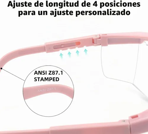 Vista 4 de UKNOW Paquete de 2 gafas de seguridad antivaho ANSI Z87.1 – Gafas protectoras ajustables – Gafas de laboratorio de lente transparente