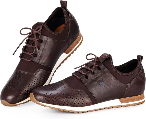 Vista 5 de VELEZ Zapatillas de cuero para hombre - Zapatos de vestir casuales de negocios - Tenis de moda con cordones