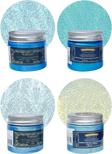 Vista 5 de Galería de arte CSY Pintura acrílica metálica - Pigmento brillante de glitter Planeta Azul - Arte y manualidades para artistas y pintores, pintura