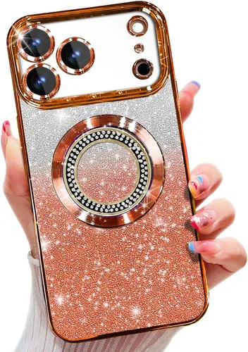 Vista 343 de Misscase Funda magnética con purpurina para iPhone 11 compatible con MagSafe, protección completa, delgada, a prueba de golpes, antiarañazos