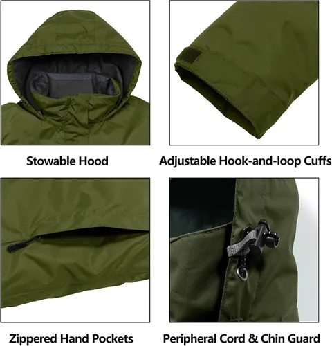 Vista 4 de Little Donkey Andy Womens Waterproof Rain Jacket Lightweight Outdoor Windbreaker Rain Coat Shell for Hiking, Travel