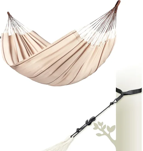 Vista 14 de LA SIESTA Modesta - Hamaca y montaje en pared de algodón orgánico, kit de suspensión para paredes, techos y vigas cuadradas, interior y exterior