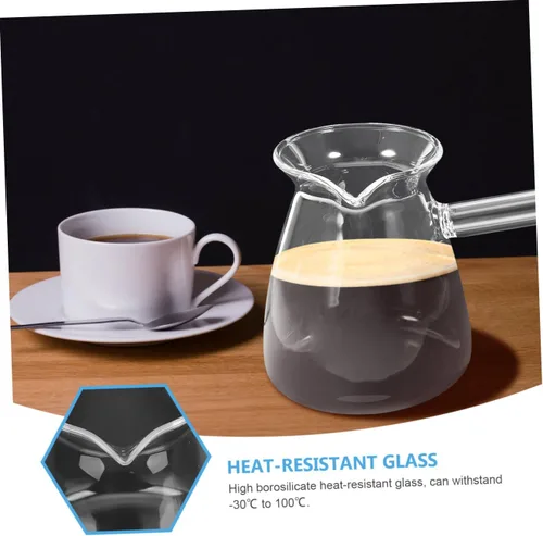 Vista 4 de 1pc espesado de vidrio tetera inducción hervir y olla mango borosilicato café y lado د الال esmalte de café turco turco vidrio transparente