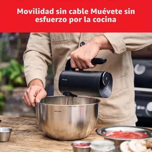 Vista 3 de ZWILLING Xtend - Juego de batidoras de mano inalámbricas, batidora de mano eléctrica de 3 velocidades con batidores y ganchos para masa, potente