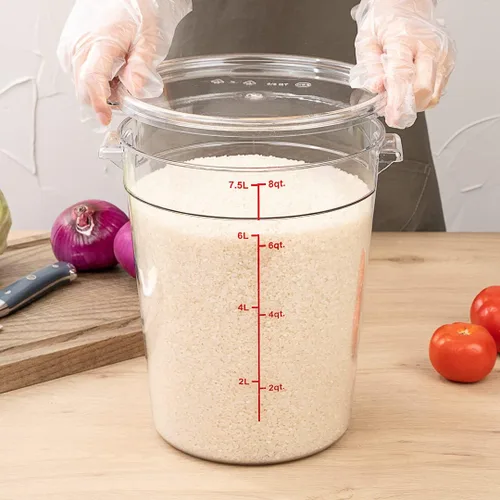 Vista 5 de Restaurantware Met Lux - Contenedor de almacenamiento de alimentos de 8 cuartos de galón, 1 recipiente redondo de almacenamiento comercial, tapa se