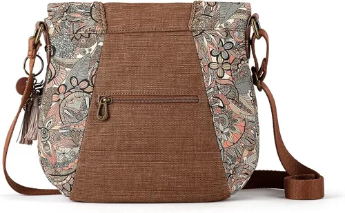 Vista 4 de Sakroots Foldover Bolso cruzado en lona de algodón, bolso multifuncional con correa ajustable y bolsillos con cremallera