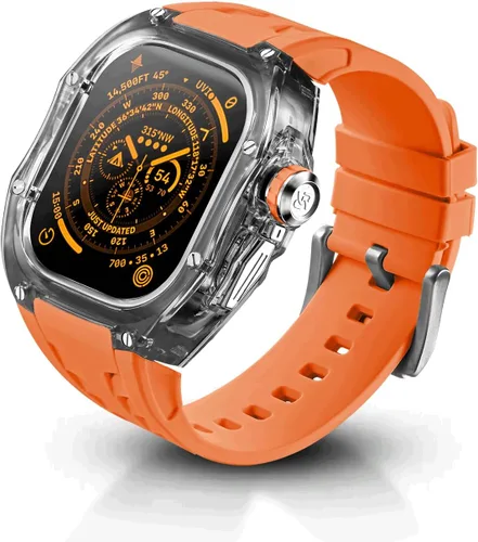Vista 11 de Funda resistente con correa para Apple Watch, funda translúcida resistente con correa deportiva militar para hombre, grado táctico, a prueba