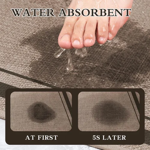 Vista 4 de chakme Juego de 2 alfombras de baño ultrafinas, absorbentes, antideslizantes, lavables a máquina, color beige oscuro, 17 x 24 pulgadas + tapete