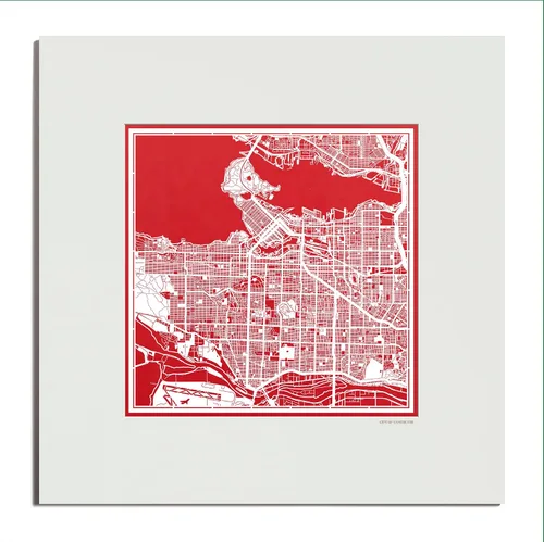 Vista 98 de O3 Design Studio San Diego, CA Paper Cut Map Matted Grey 20x20 in Paper Art