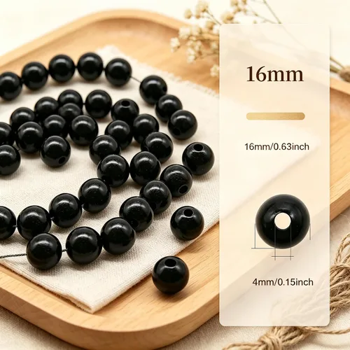 Vista 5 de Decoendiy 100 cuentas de madera para manualidades, cuentas redondas de madera de 0.630 in, cuentas de madera naturales pulidas de granja, cuentas