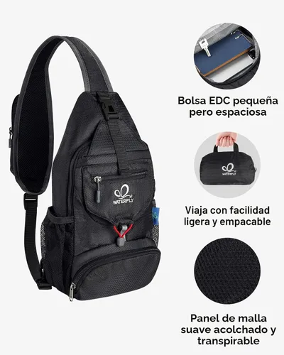 Vista 3 de WATERFLY - Mochila cruzada ligera y plegable, mochila de viaje