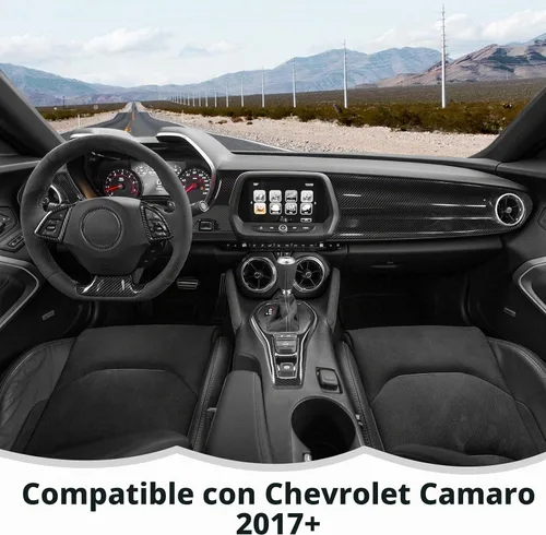 Vista 7 de RT-TCZ Kit de moldura interior de fibra de carbono cubierta accesorios de decoración de consola central para Chevrolet Camaro 2017 2018 2019 2020