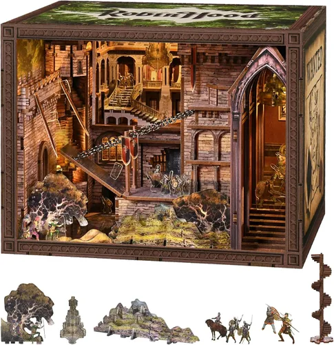Vista 13 de CCCDF Kit de rincón de libros, rompecabezas de madera 3D para adultos, adolescentes, kit de bricolaje en miniatura para casa de muñecas, soporte