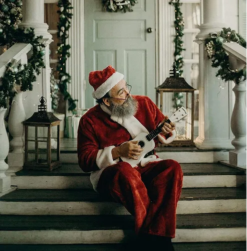 Vista 6 de Disfraz de Papá Noel para adultos y hombres, de franela de lujo, 9 piezas para fiesta de Navidad, cosplay