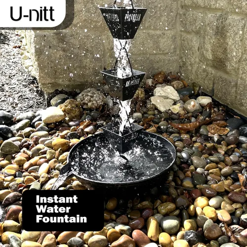Vista 4 de U-nitt Cuenco colector de derrames de bajante de 10 pulgadas para anclaje de cadena de lluvia y estaca Recolección de agua de lluvia para techo
