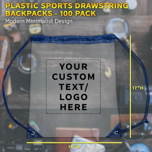 Vista 5 de DISCOUNT PROMOS Mochilas de plástico con cordón, - Personalizado - Azul, Cordón