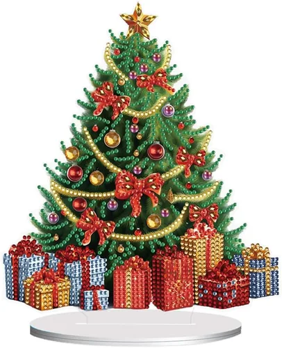 Vista 13 de Kits de Pintura de Diamante de Árbol de Navidad de Orgone Adornos de Escritorio para Adultos - Pintura de Arte de Diamante con Pintura Acrílica por