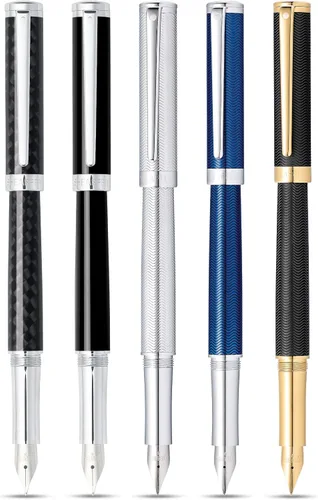 Vista 4 de Sheaffer Pluma estilográfica de fibra de carbono Intensity con ribete cromado y punta fina