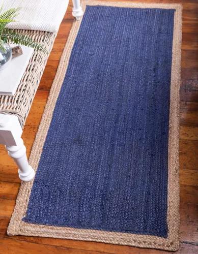 Vista 24 de Unique Loom Colección de yute trenzado de calidad clásica hecha natural tejida a mano con detalles de color sólido, alfombra rectangular de 2 pies 0