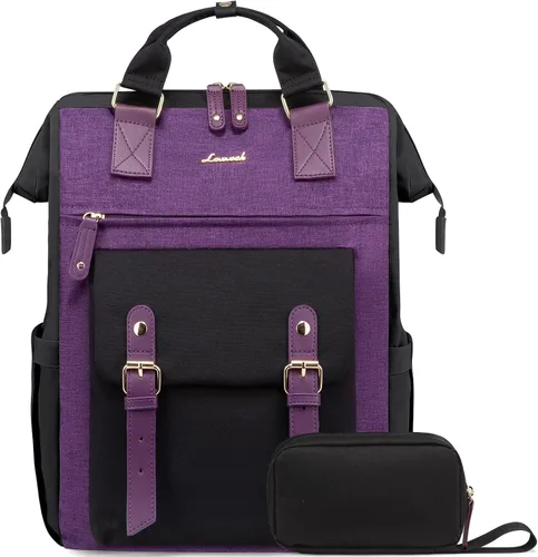 Vista 25 de LOVEVOOK - Mochila para laptop, para viaje de trabajo, bolso de enfermera, profesor, médico, viajero, para computadora de negocios, mochila