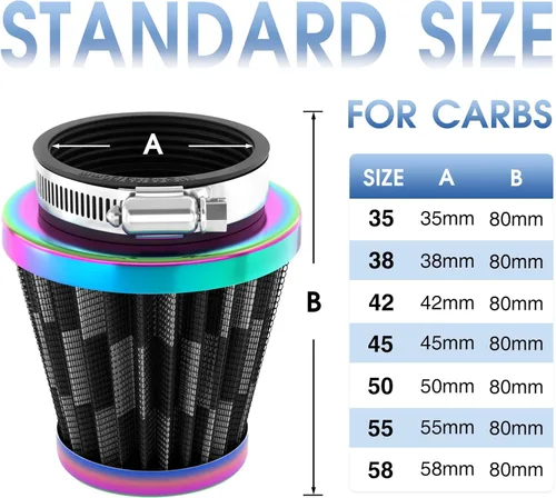 Vista 2 de Filtro de aire de motocicleta de 1.496 pulgadas para ATV SSR TTR Dirt Bike Pit Bike Mini Bike GY6 Scooter Motocicleta Filtro de aire de alto