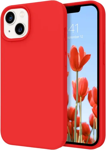 Vista 19 de Telaso Funda compatible con iPhone 14, silicona líquida de goma de gel suave para iPhone 14, funda delgada para teléfono con forro de microfibra