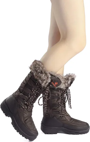 Vista 8 de DREAM PAIRS Botas de nieve de invierno para mujer, de media caña y con forro de piel sintética Marrón