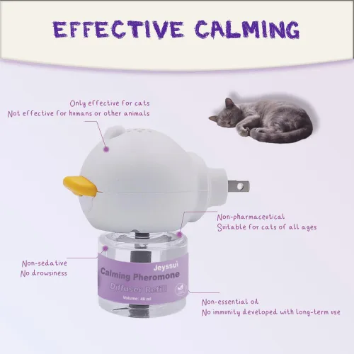Vista 2 de Kit de difusor de feromonas calmante para gatos, difusor calmante de feromonas para gatos con 2 repuestos, soporte avanzado para ayudar a reducir