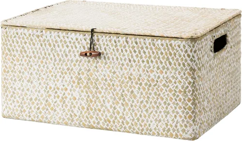 Vista 20 de StorageWorks Cesta de mimbre con tapa, cestas de almacenamiento con tapas marrón (hierba marina)