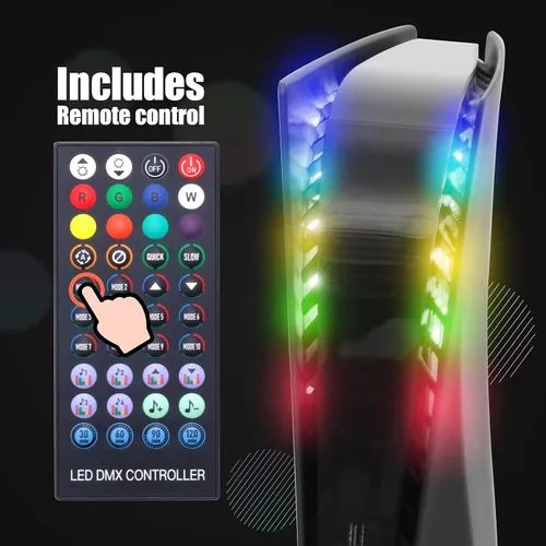 Vista 2 de Playstation 5 Accessory Kits, PS5 Black Plates Disc Edition and PS5 LED Strip with 8 Colors and Remote Control