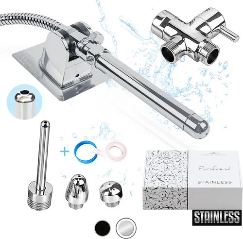 Vista 7 de Kit de enema negro para limpieza de colon - Accesorio de ducha de enema de acero inoxidable - Kit de ducha anal para limpieza de colon - Kit