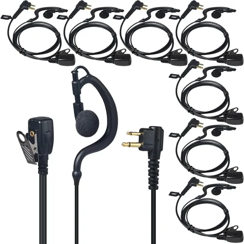 Vista 8 de Auricular Walkie Talkie en forma de G de 2 pines con micrófono PTT