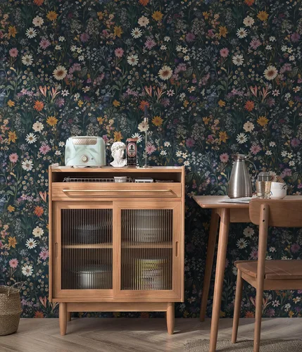 Vista 2 de Safiyya Papel Tapiz Despegar y Pegar Floral Vintage Papel de Contacto 17.3" x 78.7" Papel de Pared Amigable para Inquilinos Autoadhesivo Removible