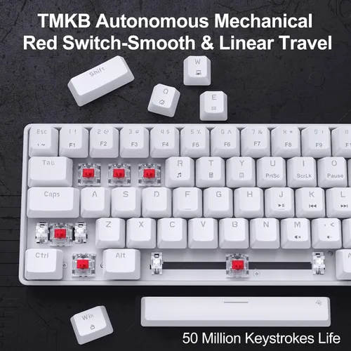 Vista 3 de DIERYA T68SE - Teclado mecánico para juegos, 60%, ultra compacto, mini de 68 teclas con interruptores rojos, teclado con cable, teclas