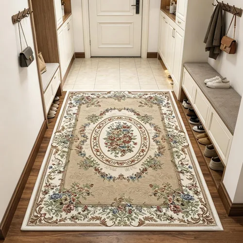 Vista 25 de UKELER Tapete antideslizante para puerta, alfombras de acento modernas para entrada, estilo romántico campestre americano, alfombras de algodón