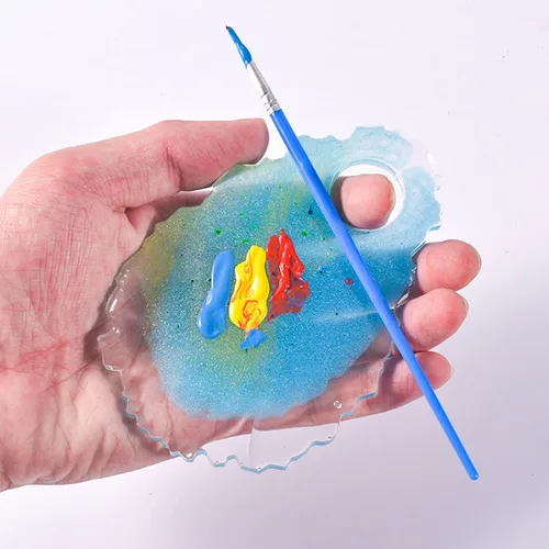 Vista 3 de Paleta de pintura para artistas, molde de silicona, posavasos de ágata, resina epoxi para hacer rebanadas de ágata, paleta de maquillaje, arte