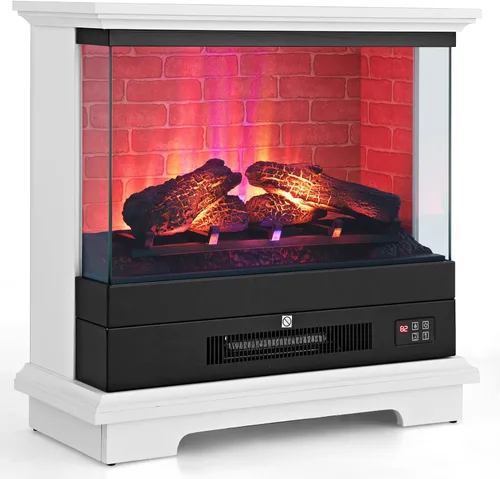 Vista 10 de SIMOE Chimenea eléctrica de 27 pulgadas, chimenea independiente con chimenea, llama 3D y 7 colores de llama, protección contra sobrecalentamiento