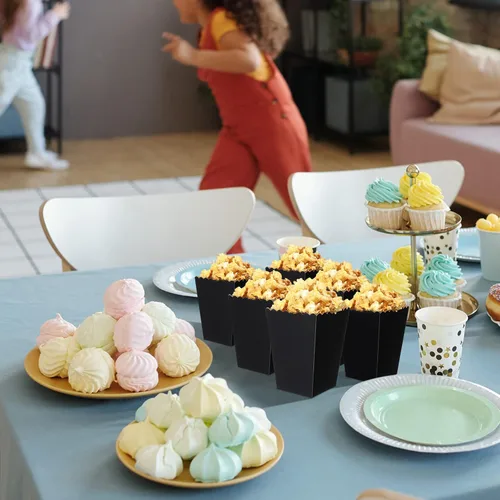 Vista 7 de Meanplan Cajas de palomitas de maíz para fiesta Mini soporte para palomitas Negro