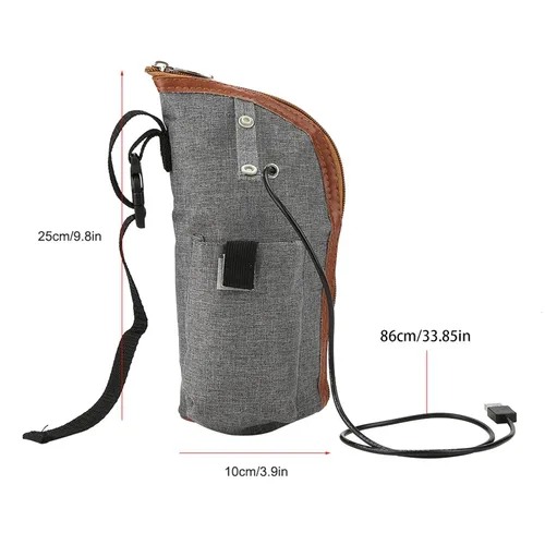 Vista 7 de Semme Calentador de bolsas de leche materna de viaje, biberones, bolsa calentadora de biberones, calentador portátil de bebidas y biberones, ideal