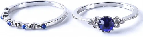 Vista 6 de Iumer - Anillo de zircón de dos piezas con incrustaciones de diamantes de imitación artificiales para mujer, talla 6-10.
