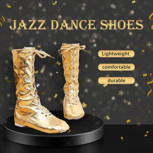 Vista 2 de HIPPOSEUS Women's Jazz Shoes Split Sole Ballet Training High Top Dance Boots for Men