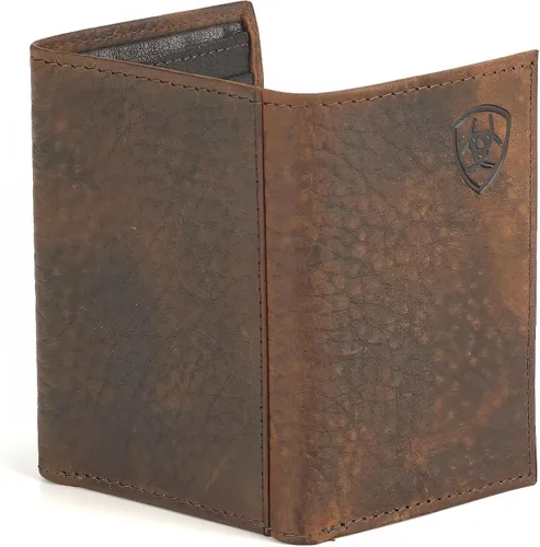 Vista 2 de ARIAT Billetera Trifold En Relieve Esquina Logo Marrón Talla única