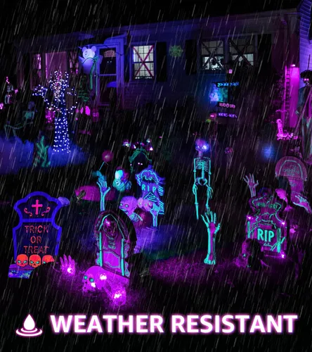 Vista 5 de URTOM Luz negra para exteriores de 120 V para Halloween, luz negra, impermeable, luz LED negra, luz LED negra, 15 W, focos morados, luces negras