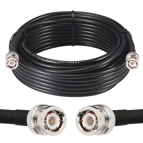 Vista 15 de MOOKEERF Cable BNC - 1 pie 2 piezas RG58 50 ohm macho a macho cables coaxiales de extensión BNC de baja pérdida para antenas, radios RF, módems