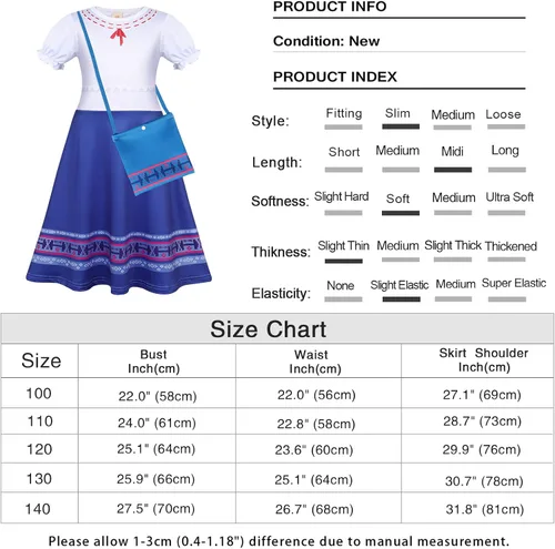 Vista 6 de HenzWorld Disfraz de Mirabel para niñas vestido mágico de la familia IsabelaMadrigalPepa disfraz de dibujos animados traje de fiesta