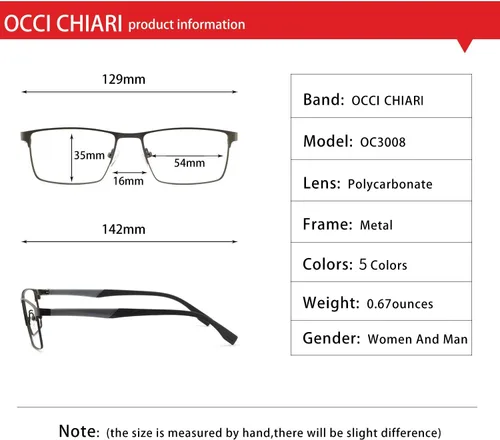 Vista 6 de Occi Chiari - Gafas de metal para hombre con marco óptico transparente