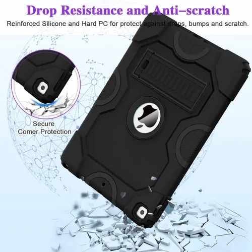 Vista 6 de ZoneFoker - Funda para iPad de 9.ª generación, funda para iPad de 8.ª y 7.ª generación, funda para iPad de 10.2 pulgadas 2021/2020/2019, funda Negro